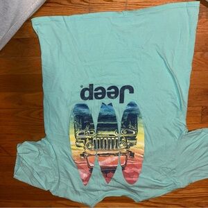 Jeep Turquoise Short Sleeve Tee with Surfboard Graphic